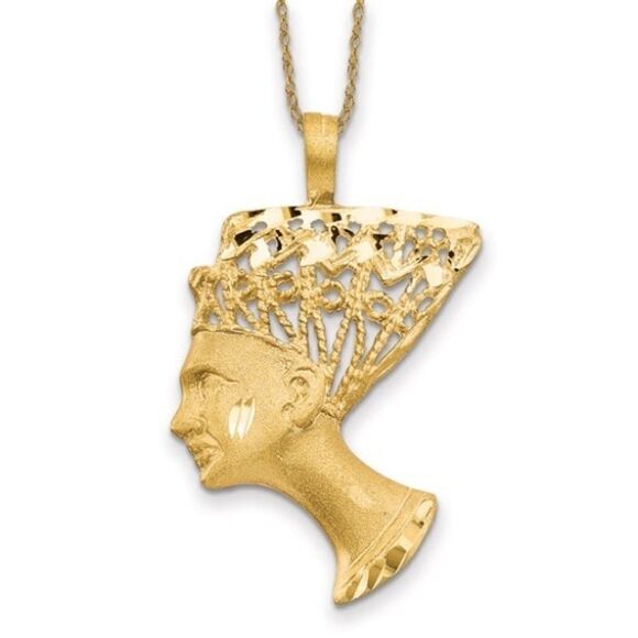 14k Nefertiti Charm with Free 18 inch Rope Chain - Picture 1 of 10